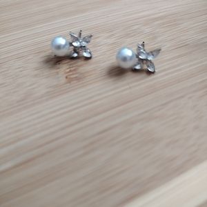Diamonds and pearl stud earrings